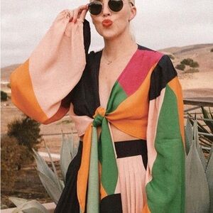 Megan Renee Geometric Tie-Front Top